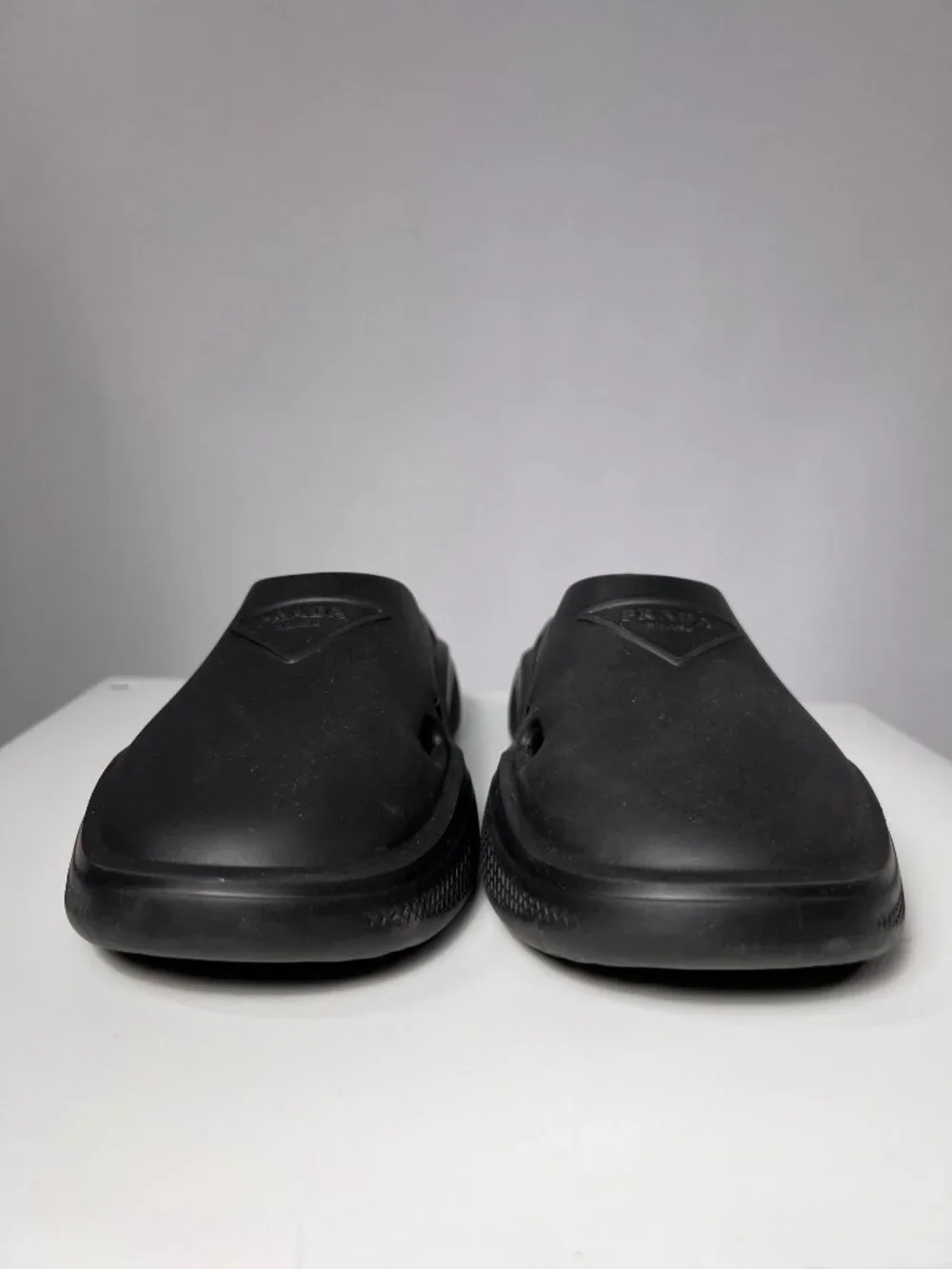 PRADA Black Mellow Rubber Mules Sz Women 7US 37EU LN - Picture 2 of 9
